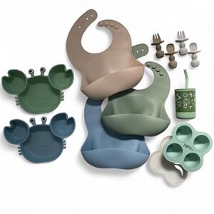 bundle silicone baby utensils and plates
